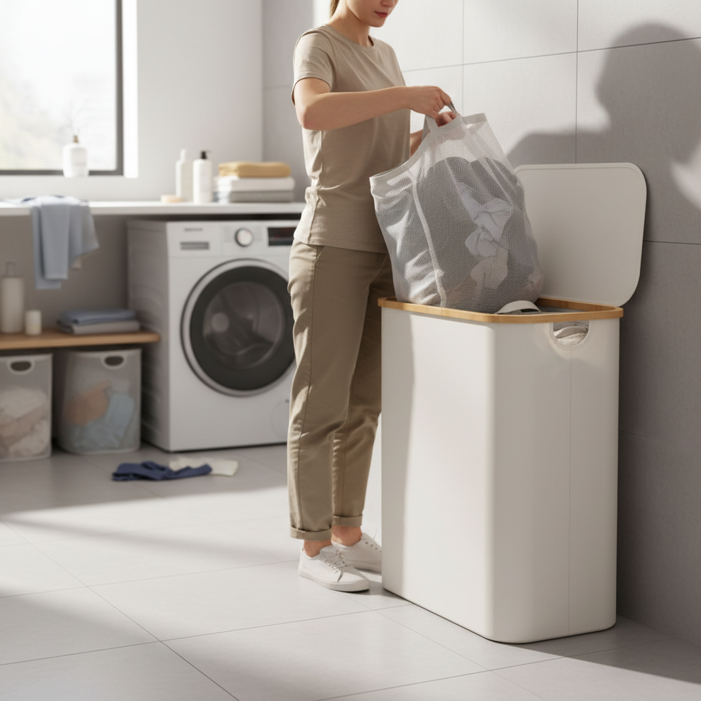 Panier à linge pliable slim - gain de place & design moderne